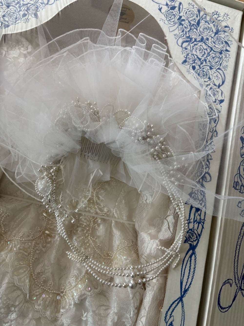 Vintage White 1990 Jack Diamond  Sealed Formal  Wedding Gown size 7/8 - Picture 5 of 9
